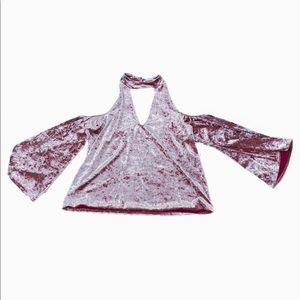 American Eagle Velvet Cold Shoulder Top. Pink S
